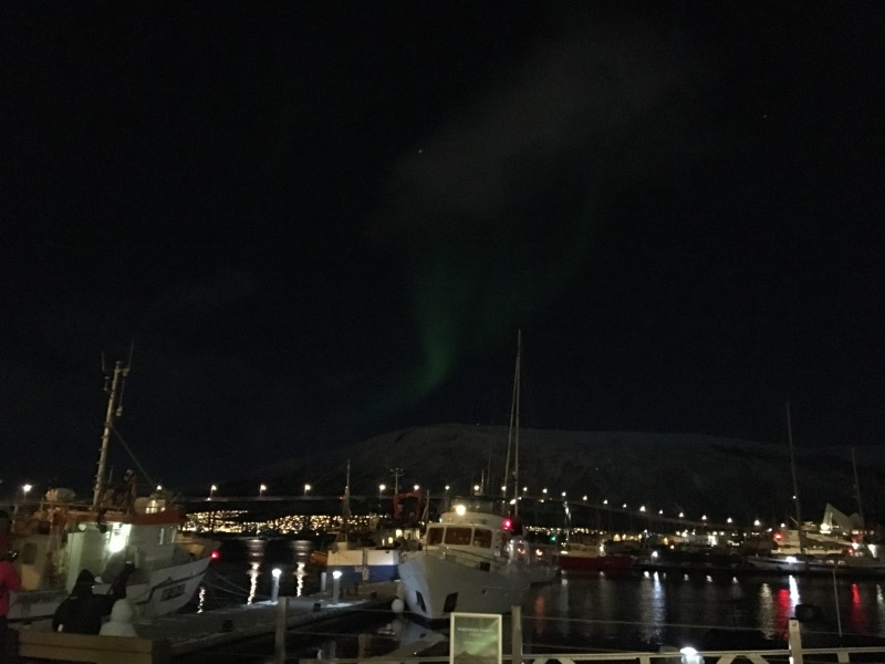 Tja, dies ist nun einer der Hauptgründe unserer Reise. Das Nordlicht oder auch Polarlicht genannt. Sehr schwach, aber himmelsüberspannend. Wunderschön anzuschauen. Noch bevor das Feuerwerk zum Jahreswechsel begann, stahl dieses Naturereignis allen Silvesterakteuren eindeutig die Show. Wir sahen selten so viele begeisterte Hobbyfotografen, die mit einer gewissen Emsigkeit ihre Stative ungeübt in Stellung brachten, um irgendwie das besondere Himmelsereignis für sich festzuhalten. Danke an den Sternenhimmel!